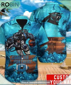 Carolina Panthers Mascot Palm NFL Hawaiian Shirt Custom