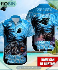 Carolina Panthers Mascot Palm Tree NFL Hawaiian Shirt Carolina Panthers Mascot Palm Tree NFL Hawaiian Shirt