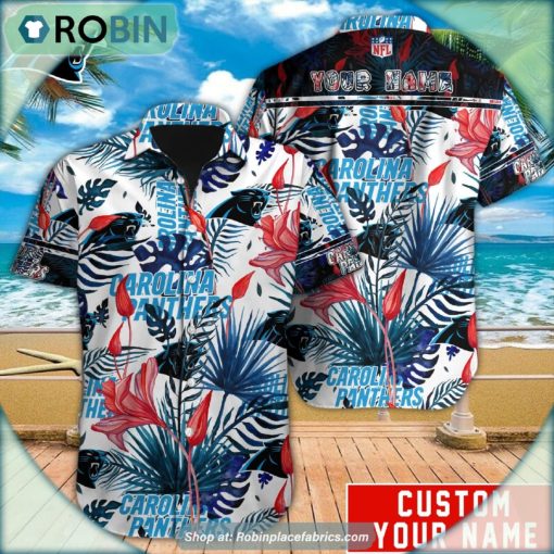 Carolina Panthers Tropical Leaf Pattern Hawaiian Shirt