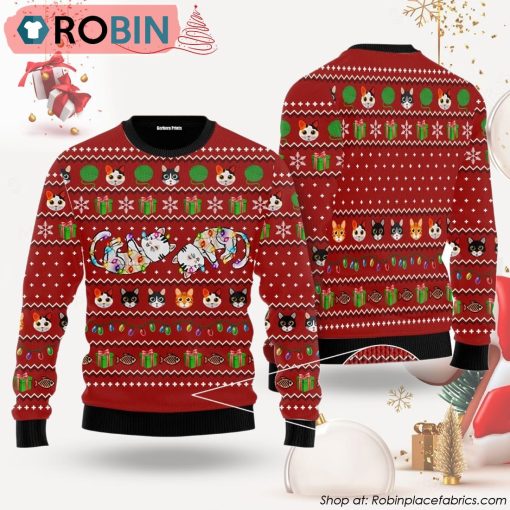 Cat Light Ugly Christmas Sweater