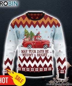 Cat Red Truck Ugly Christmas Sweater Lover Xmas Sweater Gift Dog Memorial Gift