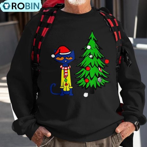 Cat Santa Claus Christmas Tree Pajamas Xmas Kitten Ugly Christmas Sweatshirt