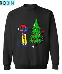 Cat Santa Claus Christmas Tree Pajamas Xmas Kitten Ugly Christmas Sweatshirt