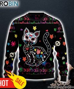 Cat Sugar Skull Ugly Christmas Sweater Lover Xmas Sweater Gift Dog Memorial Gift