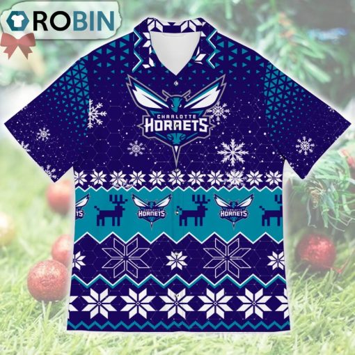 Charlotte Hornets Ugly Christmas Design Short Sleeve Shirt