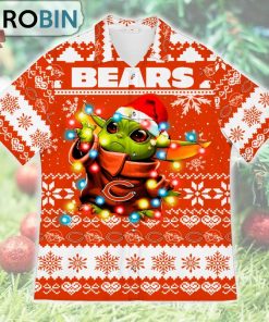 Chicago Bears Baby Yoda Star Wars Ugly Christmas Design Short Sleeve Shirt