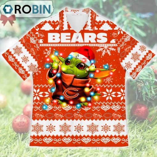 Chicago Bears Baby Yoda Star Wars Ugly Christmas Design Short Sleeve Shirt