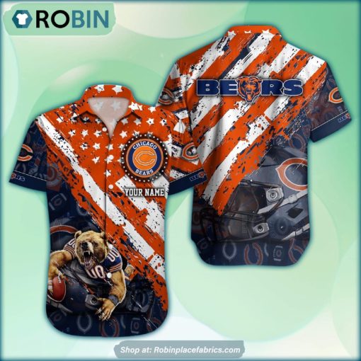 Chicago Bears Mascot American Flag NFL Hawaiian Shirt