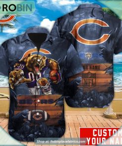Chicago Bears Mascot Palm NFL Hawaiian Shirt Custom Chicago Bears Mascot Palm NFL Hawaiian Shirt Custom