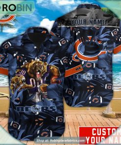 Chicago Bears Tropical Leaf Mascot 3D Printed Summer Hawaiian Shirt Chicago Bears Tropical Leaf Mascot 3D Printed Summer Hawaiian Shirt