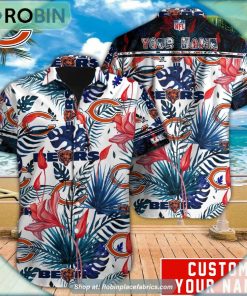 Chicago Bears Tropical Leaf Pattern Hawaiian Shirt Chicago Bears Tropical Leaf Pattern Hawaiian Shirt