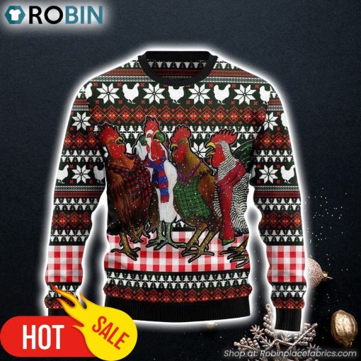 Chicken Under Snow Ugly Christmas Sweater, Perfect Gift and Outfit For Christmas Of Chicken Lovers