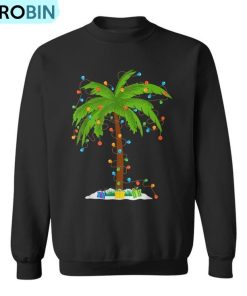 Christmas Beach Palm Tree With Xmas Lights Tropical Santa Ugly Christmas Sweatshirt