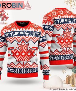 Christmas Canada Maple Leaf Ugly Christmas Sweater