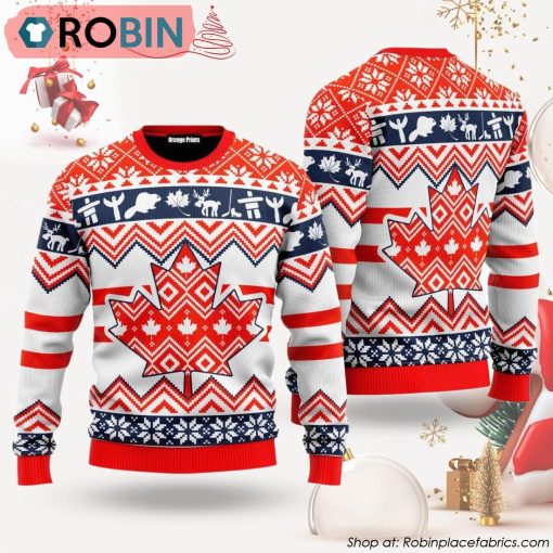 Christmas Canada Maple Leaf Ugly Christmas Sweater
