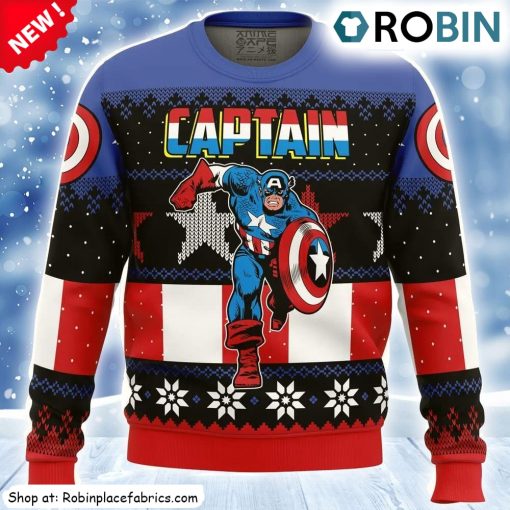 Christmas Captain America Marvel Comics Ugly Christmas Sweatshirt, Sweater