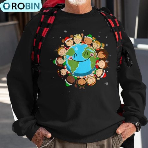 Christmas Earth Children Around The World Save Planet Xmas Ugly Christmas Sweatshirt