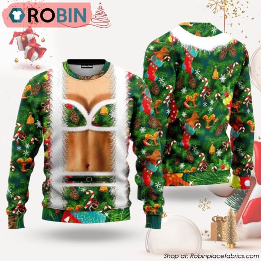 Christmas Funny Faux Bra Suit Ugly Christmas Sweater