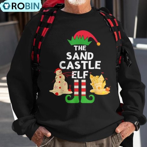 Christmas In July Sandcastle Elf Summer Beach Vacation Party Ugly Christmas Sweatshirt