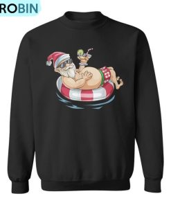 Christmas In July T Hawaiian Santa Floatie Summer Ugly Christmas Sweatshirt