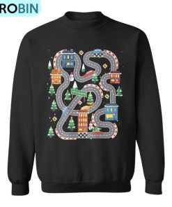 Christmas Playmat Car Race Track On Back Daddy Car Ugly Christmas Sweatshirt