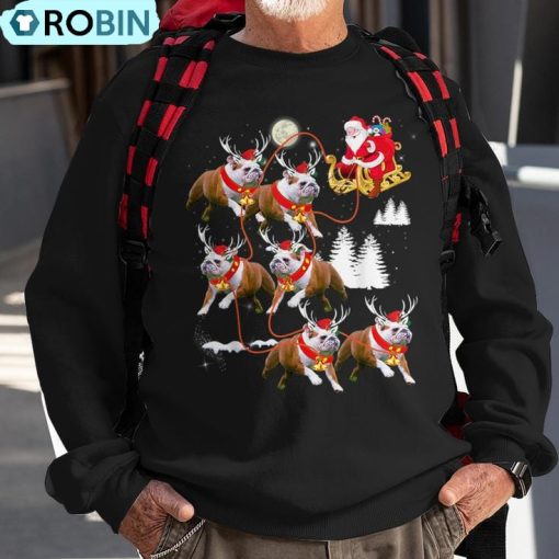 Christmas Santa Riding English Bulldog Xmas Ugly Christmas Sweatshirt