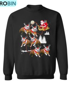 Christmas Santa Riding English Bulldog Xmas Ugly Christmas Sweatshirt