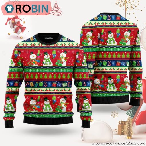 Christmas Snowman With Gifts Ugly Christmas Sweater