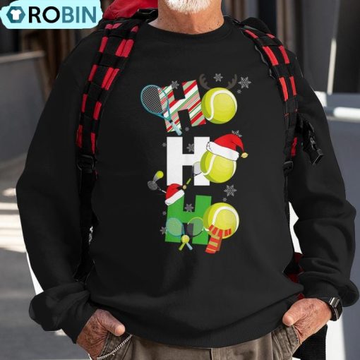 Christmas Tennis Pajamas Player Matching Racket Xmas Ugly Christmas Sweatshirt