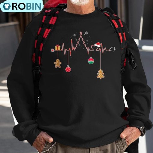 Christmas Tree Heartbeat Christmas Nursing Costume Ugly Christmas Sweatshirt