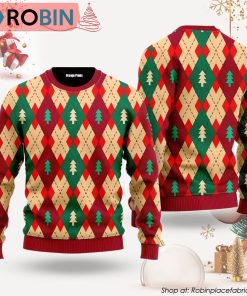 Christmas Tree Love Winter Argyle Ugly Christmas Sweater