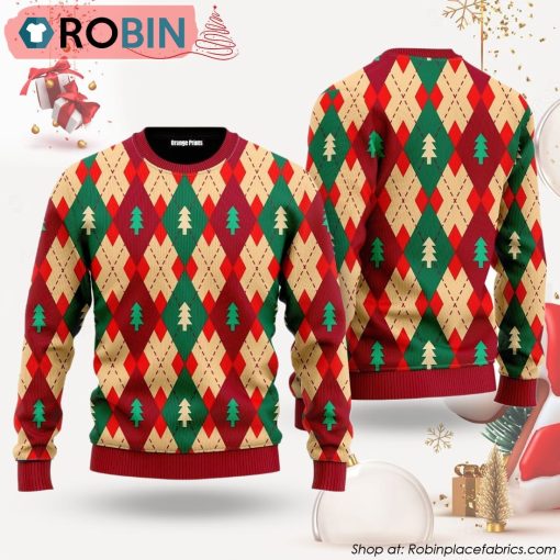 Christmas Tree Love Winter Argyle Ugly Christmas Sweater