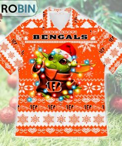 Cincinnati Bengals Baby Yoda Star Wars Ugly Christmas Design Short Sleeve Shirt Cincinnati Bengals Baby Yoda Star Wars Ugly Christmas Design Short Sleeve Shirt