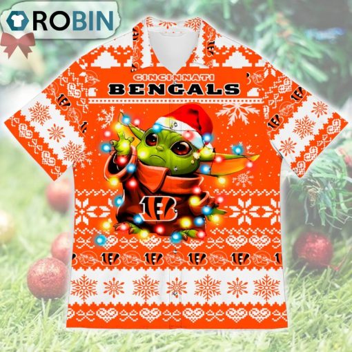 Cincinnati Bengals Baby Yoda Star Wars Ugly Christmas Design Short Sleeve Shirt