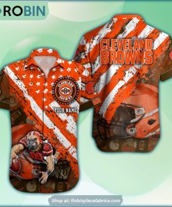 Cleveland Browns Mascot American Flag NFL Hawaiian Shirt Cleveland Browns Mascot American Flag NFL Hawaiian Shirt