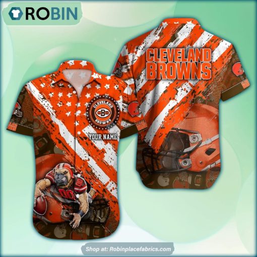 Cleveland Browns Mascot American Flag NFL Hawaiian Shirt