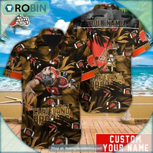 Cleveland Browns Tropical Leaf Mascot 3D Printed Summer Hawaiian Shirt