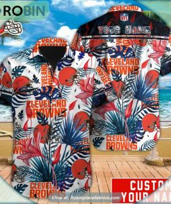 Cleveland Browns Tropical Leaf Pattern Hawaiian Shirt
