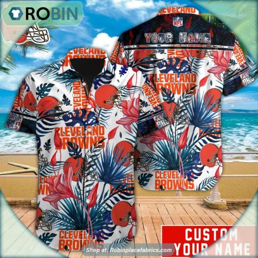 Cleveland Browns Tropical Leaf Pattern Hawaiian Shirt
