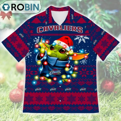 Cleveland Cavaliers Baby Yoda Star Wars Ugly Christmas Design Short Sleeve Shirt