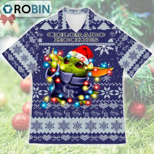Colorado Rockies Baby Yoda Star Wars Ugly Christmas Design Short Sleeve Shirt