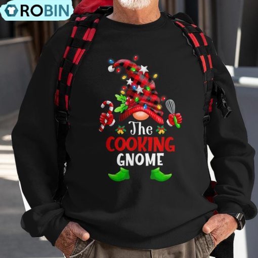 Cooking Gnome Christmas Buffalo Plaid Family Gnomes Matching Ugly Christmas Sweatshirt