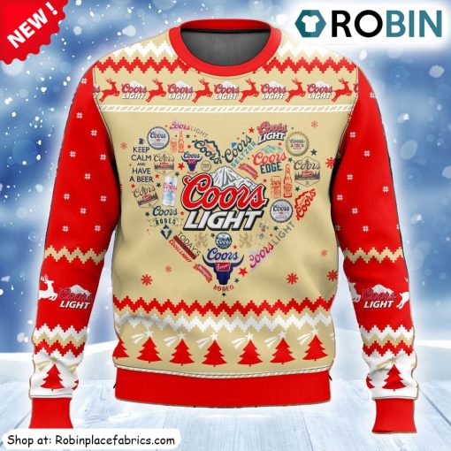 Coors Light Heart Ugly Christmas Sweatshirt, Sweater