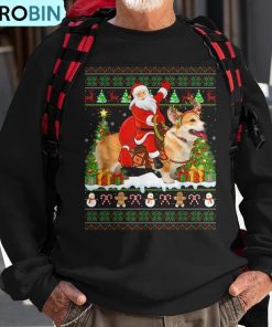 corgi-dog-lover-ugly-santa-riding-corgi-christmas-ugly-christmas-sweatshirt-1