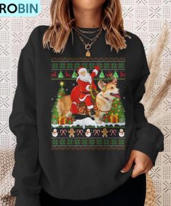 corgi-dog-lover-ugly-santa-riding-corgi-christmas-ugly-christmas-sweatshirt-4
