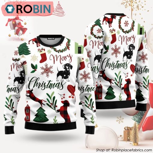 Cute Dachshund Dog Merry Christmas Ugly Christmas Sweater