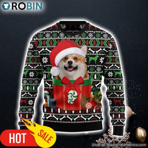 Cute Gift Funny Dog In The Gift Box Ugly Christmas Sweater Xmas Gifts For Him or Her