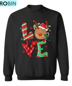 Cute Reindeer Rudolph Red Nose Christmas Xmas Antler Ugly Christmas Sweatshirt
