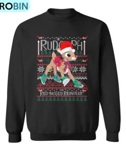 Cute Rudolph The Red Nosed Reindeer Christmas Tree Ugly Christmas Sweatshirt