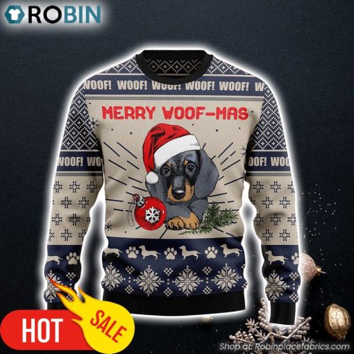 Dachshund Merry Woofmas Dachshund Lover Dog Lover Funny Family Ugly Christmas Sweater